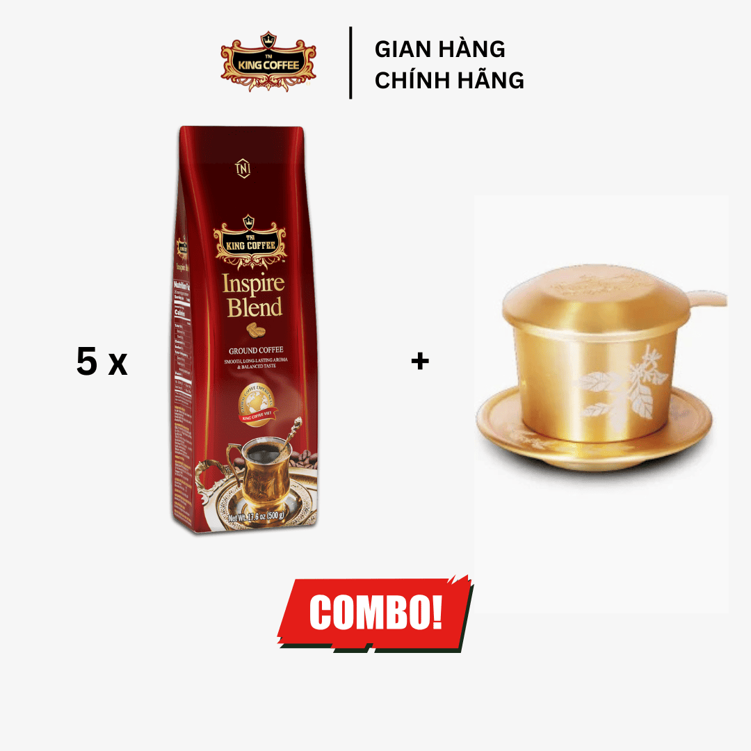 Combo 5 Túi Cà Phê Rang Xay Inspire Blend KING COFFEE - Túi 500g
