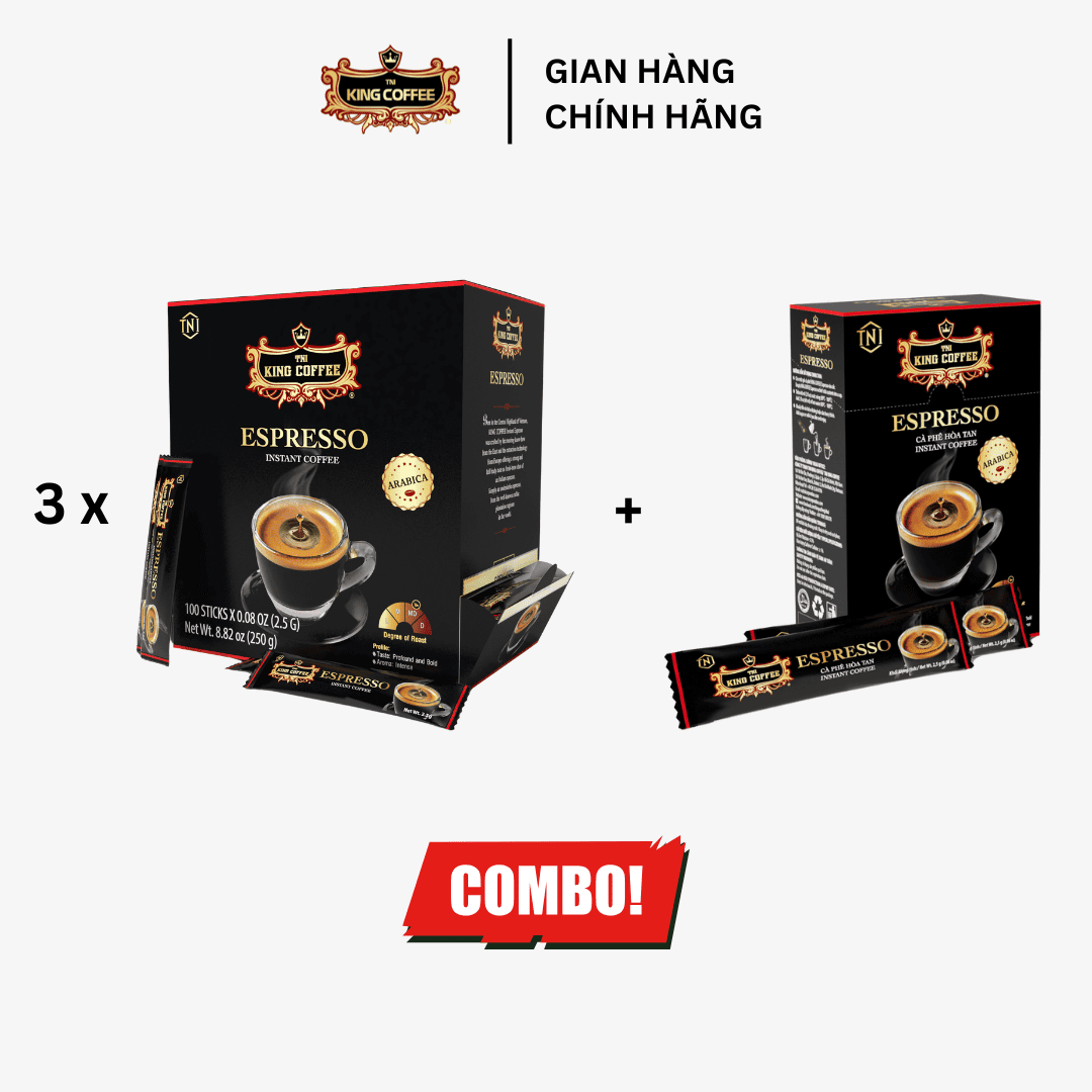 Combo 3 Cà Phê Đen Hòa Tan Espresso KING COFFEE